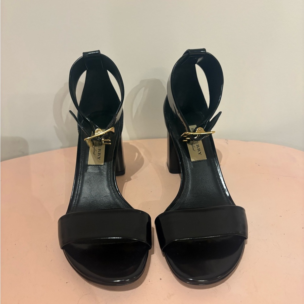 Burberry Black Ankle Strap Heels